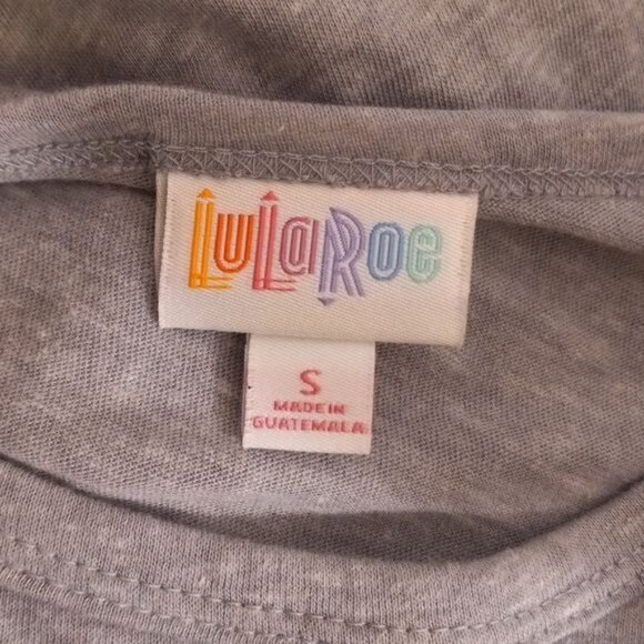 LuLaRoe S Randy Raglan Baseball Tee Shirt Gray Orange Floral 3/4 Sleeves NEW - Picture 7 of 8